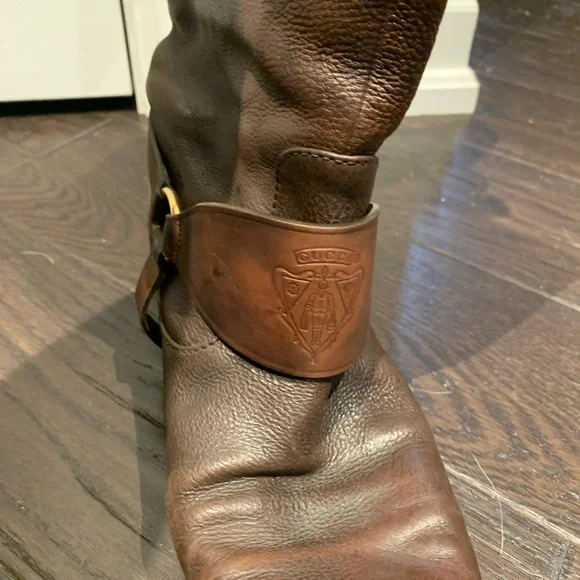Gucci Shoes Beautiful Authentic Gucci Equestrian Brown Leather Riding Style Boots Size 395 Poshmark